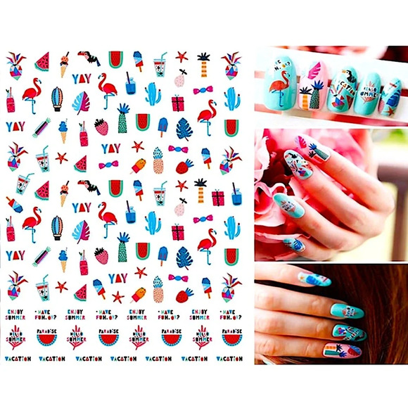 💌 BO/GO$6 🍹Summer Fun Nail Stickers - Picture 1 of 1